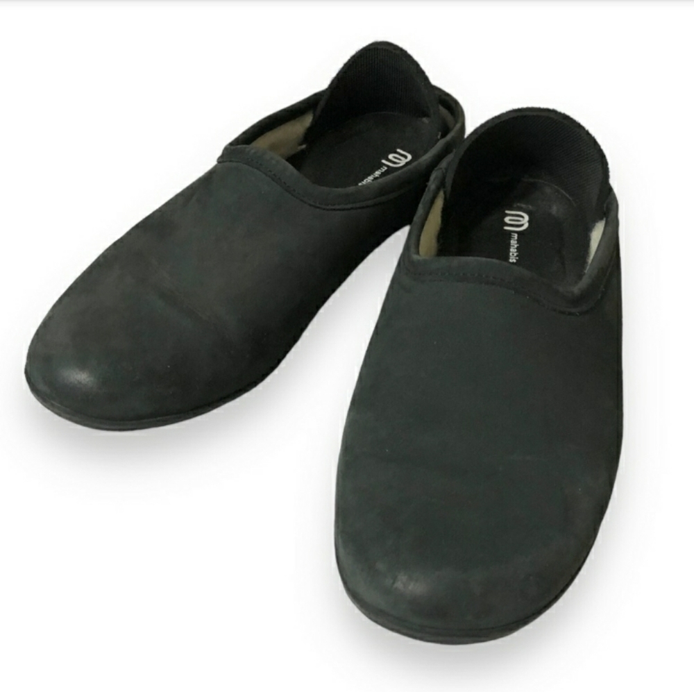 MAHABIS LUXE Black Nubuck Slippers EUC!